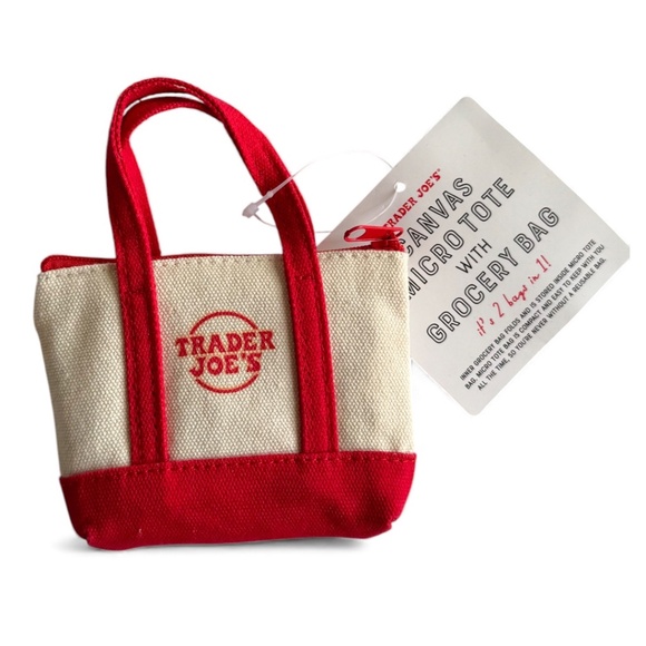Trader Joe’s Canvas Micro Tote With Foldable Grocery Bag – Red – Brand New - Picture 5 of 5